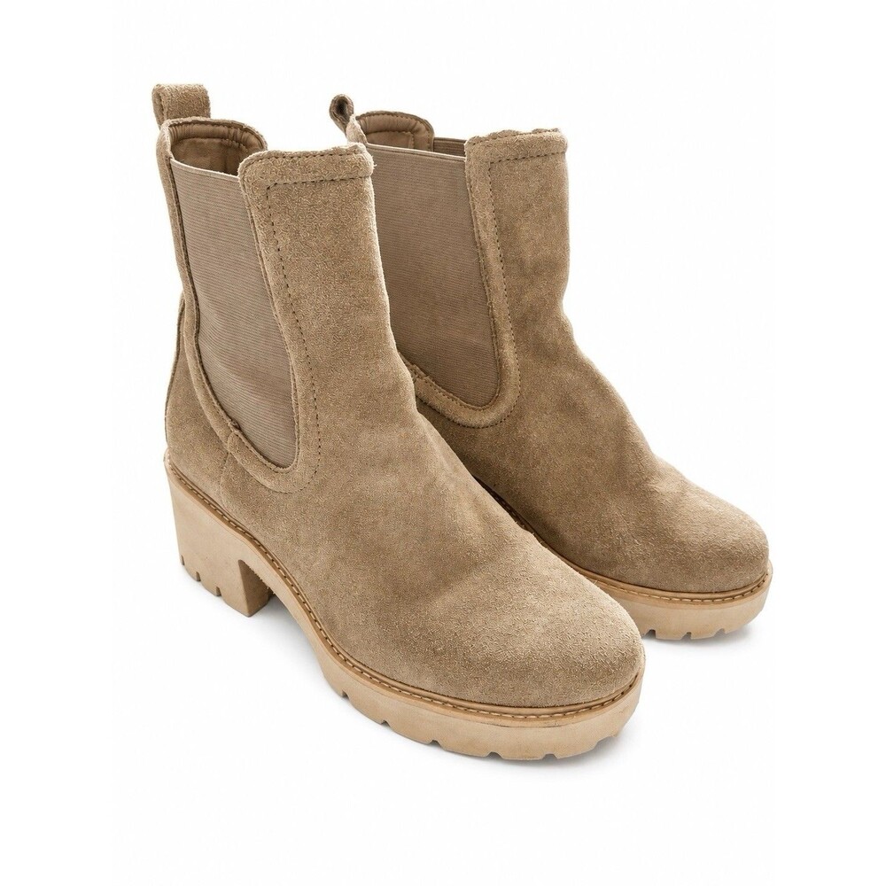 Dolce Vita Hawk H2O Boots Womens 9 Mushroom Suede Waterproof Chelsea Lug Sole